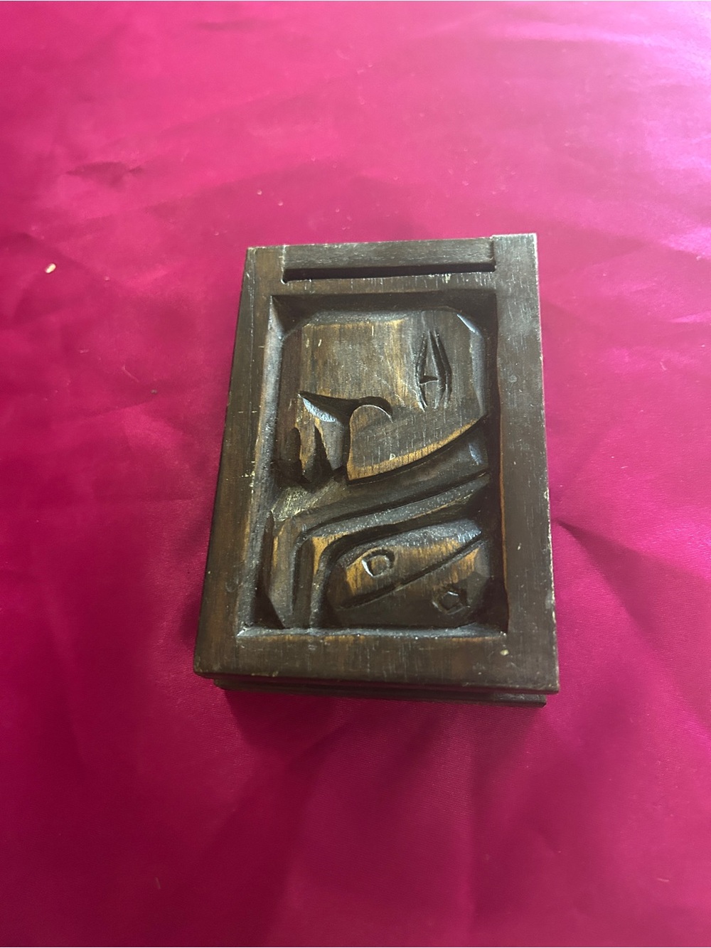 Vintage Wooden Carved Note Pad. Indigenous Carving